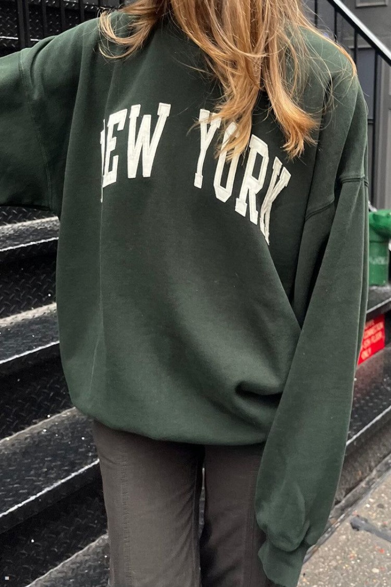 Sweatshirt Brandy Melville Erica New York Vert Foncé | ORX-94803043